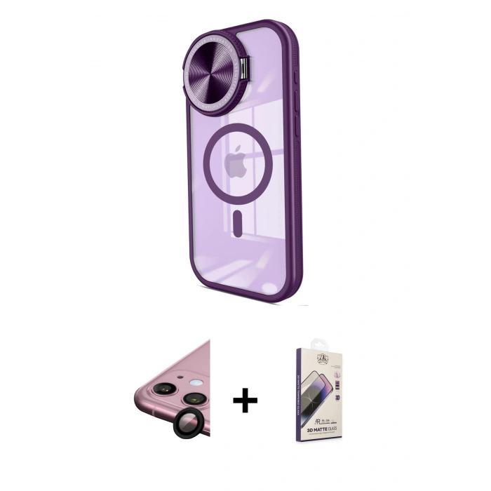 MARSİLYAN™- iPhone 11 Kılıf Kıvılcım Modern Koleksiyonu - Siyah Bilvis 3D Mat Cam Ekran Koruyucu + Siyah Raze Metal Kamera Lens