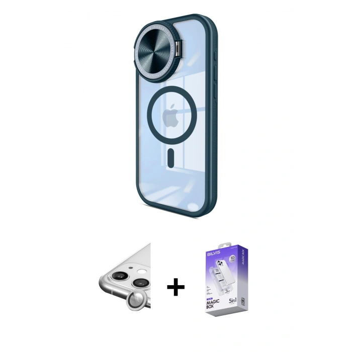 MARSİLYAN™- iPhone 11 Kılıf Kıvılcım Modern Koleksiyonu - Siyah Bilvis 5in1 3D Magic Cam Ekran Koruyucu + Raze Metal Kamera Lens - GS