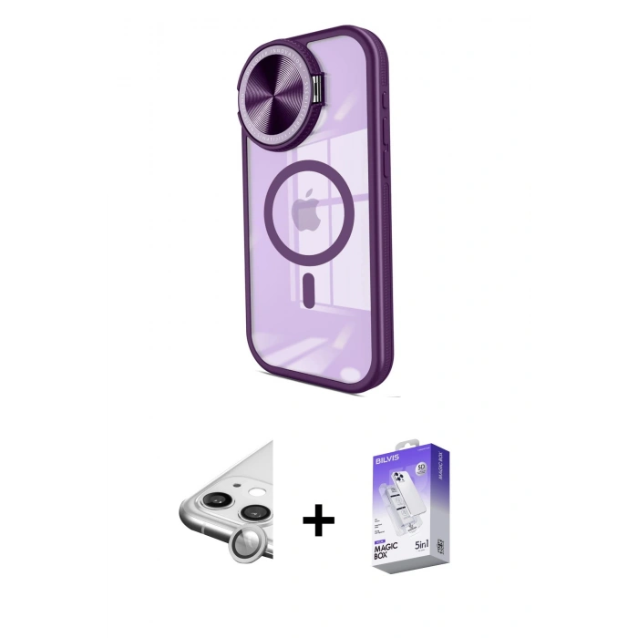 MARSİLYAN™- iPhone 11 Kılıf Kıvılcım Modern Koleksiyonu - Siyah Bilvis 5in1 3D Magic Cam Ekran Koruyucu + Raze Metal Kamera Lens - GS