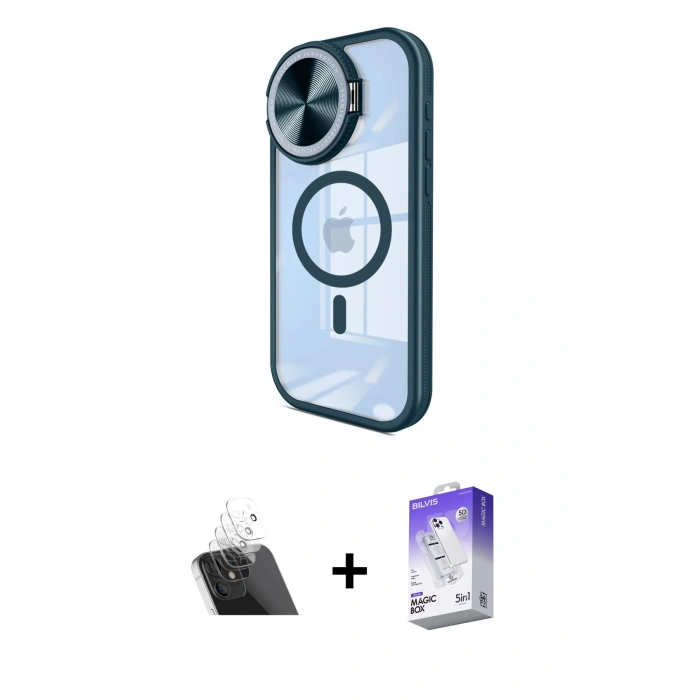 MARSİLYAN™- iPhone 11 Kılıf Kıvılcım Modern Koleksiyonu - Siyah Bilvis 5in1 3D Magic Cam Ekran Koruyucu + Kamera Lens Koruma Cam - SF