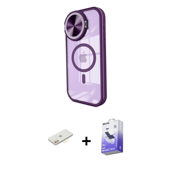 MARSİLYAN™- iPhone 11 Kılıf Kıvılcım Modern Koleksiyonu - Siyah Bilvis 5in1 5D Magic Hayalet Cam Ekran Koruyucu + Sarı Renkli Kamera Lens Koruma Cam