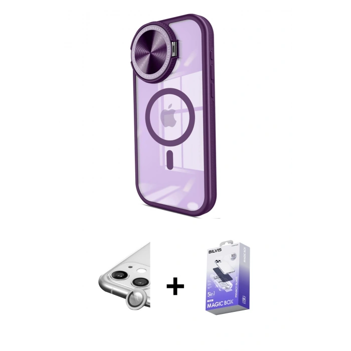 MARSİLYAN™- iPhone 11 Kılıf Kıvılcım Modern Koleksiyonu - Siyah Bilvis 5in1 5D Magic Hayalet Cam Ekran Koruyucu + Raze Metal Kamera Lens - GS