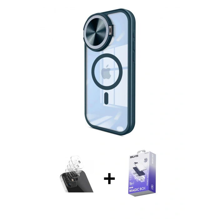 MARSİLYAN™- iPhone 11 Kılıf Kıvılcım Modern Koleksiyonu - Siyah Bilvis 5in1 5D Magic Hayalet Cam Ekran Koruyucu + Kamera Lens Koruma Cam - SF