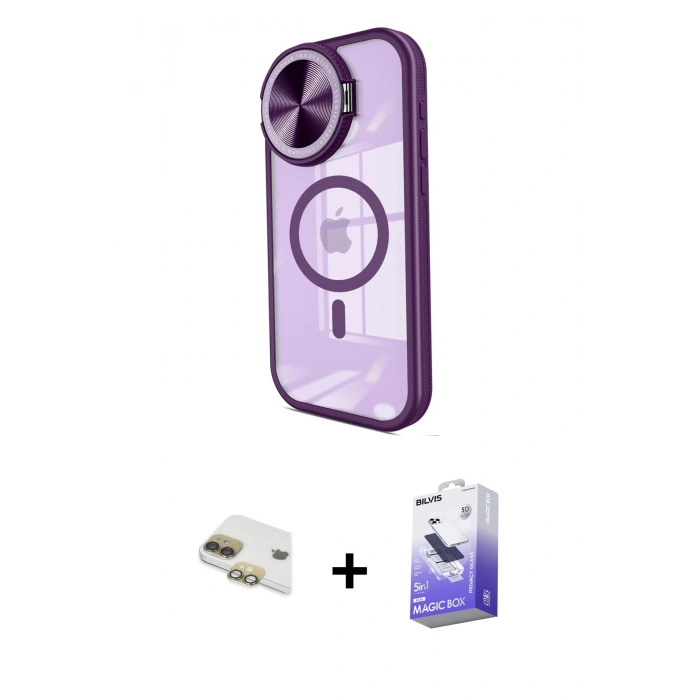 MARSİLYAN™- iPhone 11 Kılıf Kıvılcım Modern Koleksiyonu - Siyah Bilvis 5in1 5D Magic Hayalet Cam Ekran Koruyucu + Pers Alüminyum Kamera Lens - GD