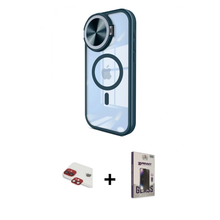 MARSİLYAN™- iPhone 11 Kılıf Kıvılcım Modern Koleksiyonu - Siyah Bilvis Hayalet Cam Ekran Koruyucu + Pers Alüminyum Kamera Lens - KI