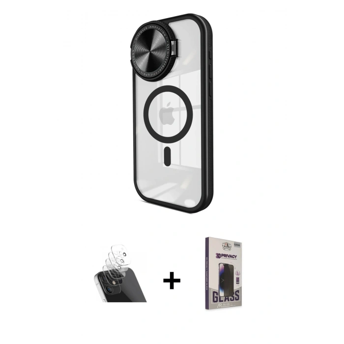 MARSİLYAN™- iPhone 11 Kılıf Kıvılcım Modern Koleksiyonu - Siyah Bilvis Hayalet Cam Ekran Koruyucu + Kamera Lens Koruma Cam - SF