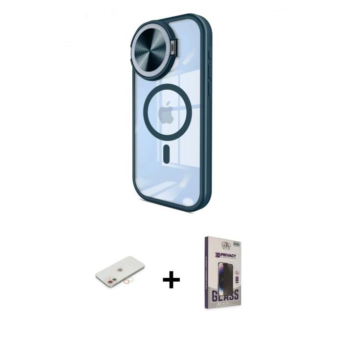 MARSİLYAN™- iPhone 11 Kılıf Kıvılcım Modern Koleksiyonu - Siyah Bilvis Hayalet Cam Ekran Koruyucu + Renkli Kamera Lens Koruma Cam - YL