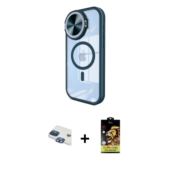 MARSİLYAN™- iPhone 11 Kılıf Kıvılcım Modern Koleksiyonu - Siyah Buffer Cam Ekran Koruyucu + Pers Alüminyum Kamera Lens - LT