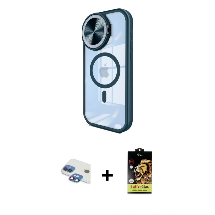 MARSİLYAN™- iPhone 11 Kılıf Kıvılcım Modern Koleksiyonu - Siyah Buffer Cam Ekran Koruyucu + Pers Alüminyum Kamera Lens - GI
