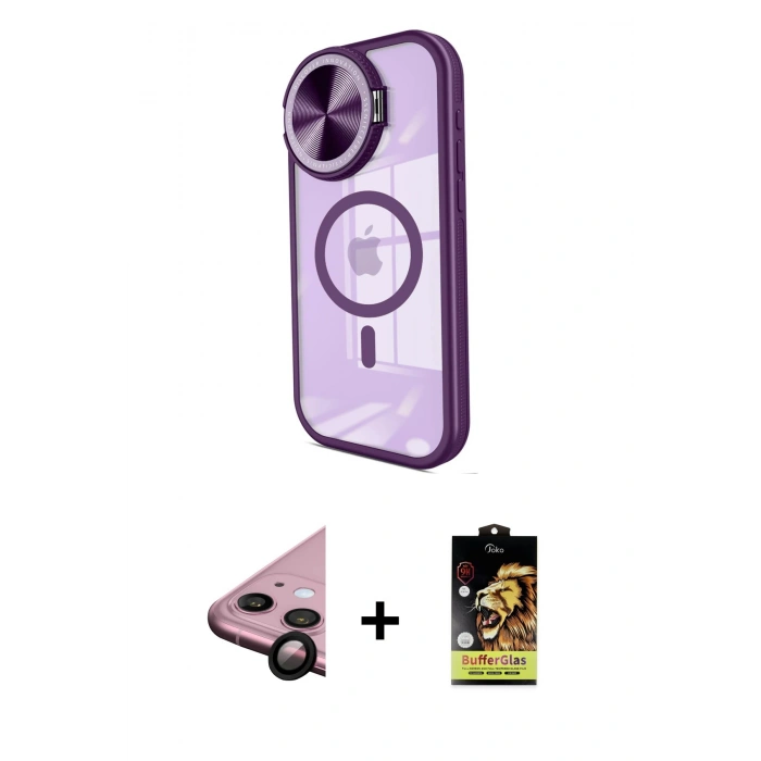 MARSİLYAN™- iPhone 11 Kılıf Kıvılcım Modern Koleksiyonu - Siyah Buffer Cam Ekran Koruyucu + Raze Metal Kamera Lens - SH