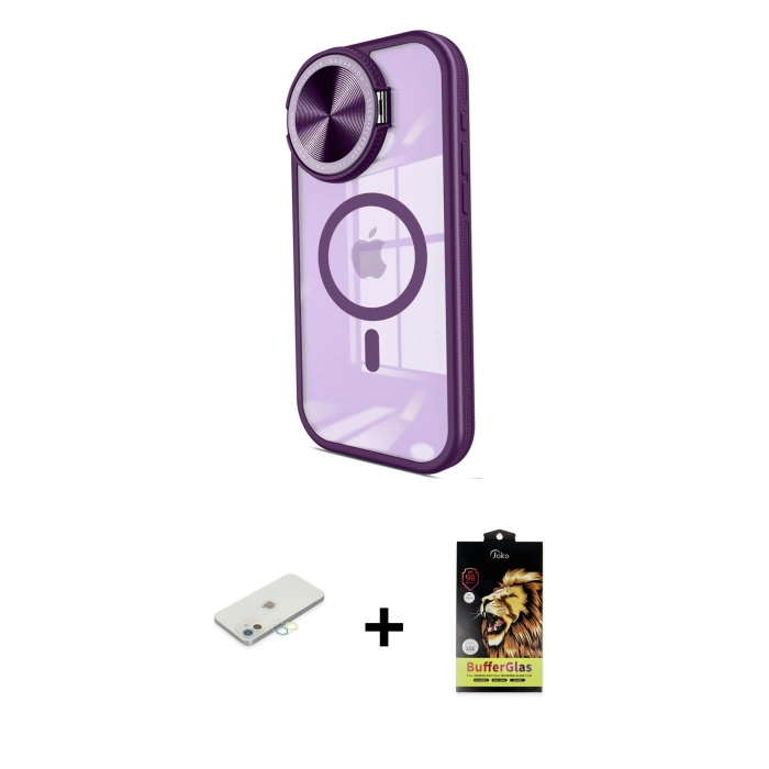 MARSİLYAN™- iPhone 11 Kılıf Kıvılcım Modern Koleksiyonu - Siyah Buffer Cam Ekran Koruyucu + Renkli Kamera Lens Koruma Cam - SI