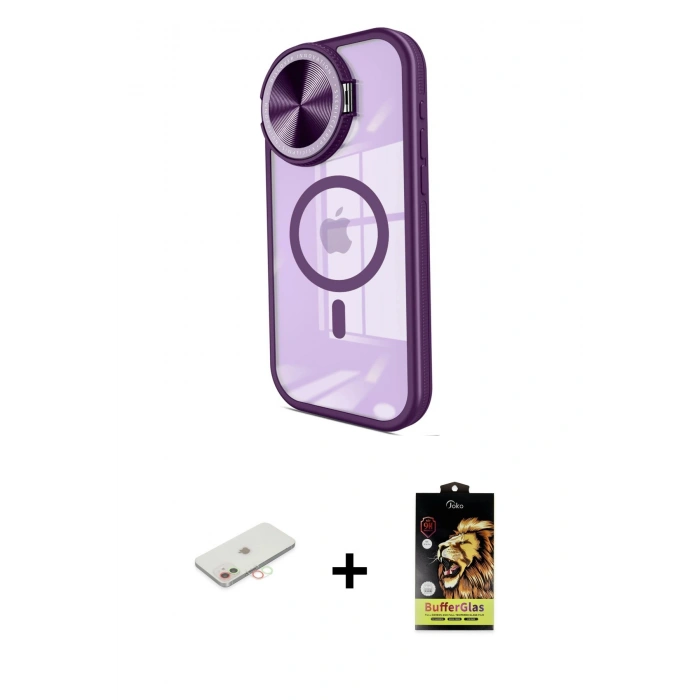 MARSİLYAN™- iPhone 11 Kılıf Kıvılcım Modern Koleksiyonu - Siyah Buffer Cam Ekran Koruyucu + Renkli Kamera Lens Koruma Cam - YL