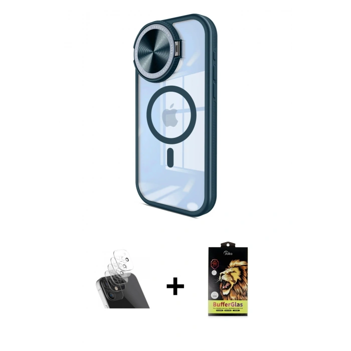 MARSİLYAN™- iPhone 11 Kılıf Kıvılcım Modern Koleksiyonu - Siyah Buffer Cam Ekran Koruyucu + Şeffaf Kamera Lens Koruma Cam