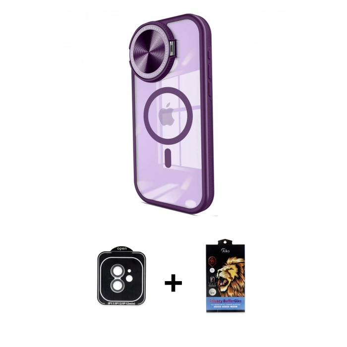 MARSİLYAN™- iPhone 11 Kılıf Kıvılcım Modern Koleksiyonu - Siyah Buffer Hayalet Cam Ekran Koruyucu + PVD Metal Kamera Lens - YL