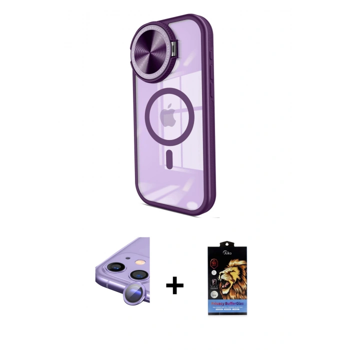 MARSİLYAN™- iPhone 11 Kılıf Kıvılcım Modern Koleksiyonu - Siyah Buffer Hayalet Cam Ekran Koruyucu + Raze Metal Kamera Lens - MR