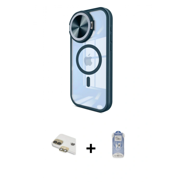 MARSİLYAN™- iPhone 11 Kılıf Kıvılcım Modern Koleksiyonu - Siyah Joko Magic 5D Cam + Pers Alüminyum Kamera Lens - GD
