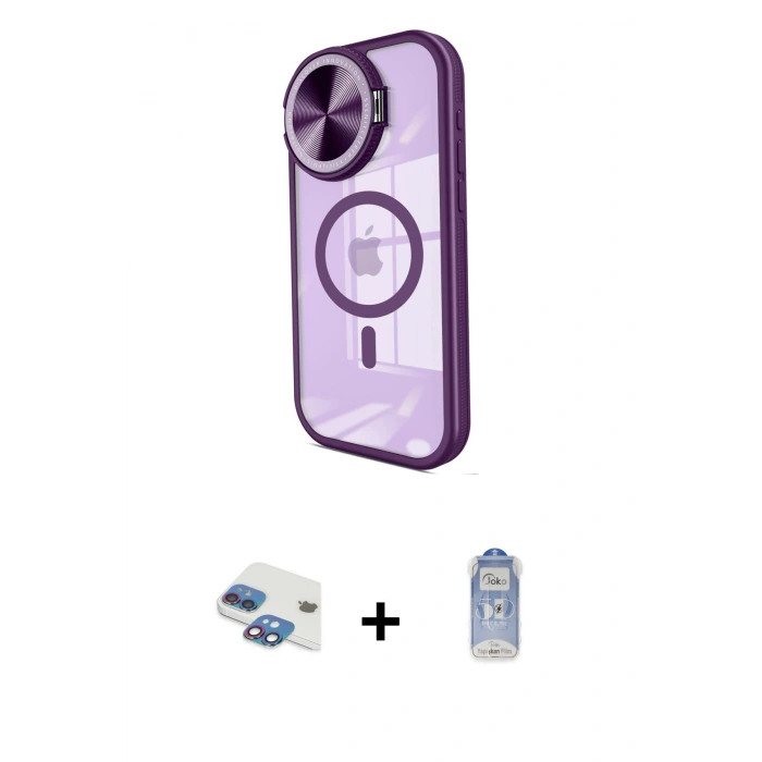 MARSİLYAN™- iPhone 11 Kılıf Kıvılcım Modern Koleksiyonu - Siyah Joko Magic 5D Cam + Pers Alüminyum Kamera Lens - GI