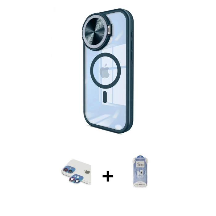 MARSİLYAN™- iPhone 11 Kılıf Kıvılcım Modern Koleksiyonu - Siyah Joko Magic 5D Cam + Pers Alüminyum Kamera Lens - GI