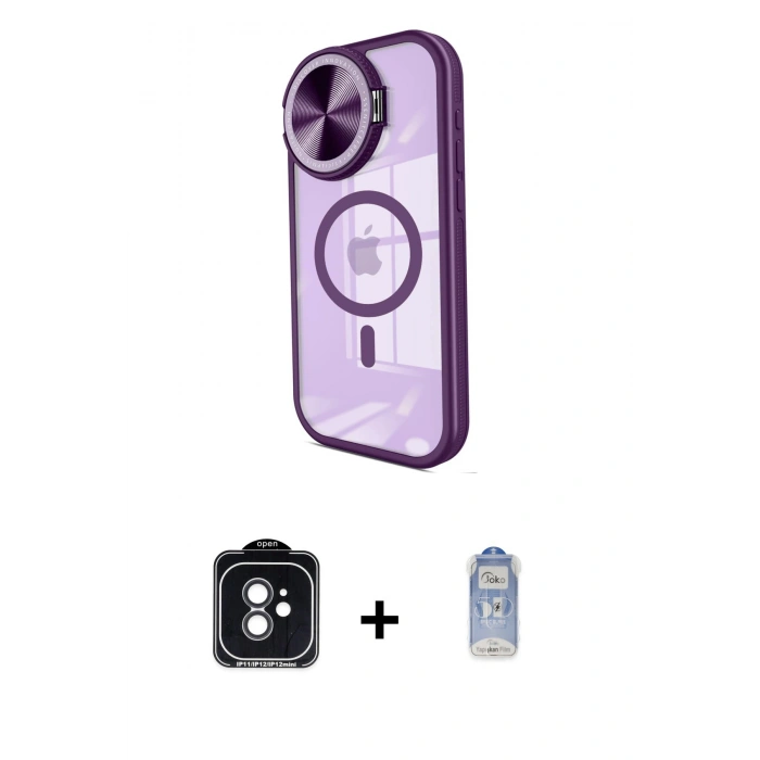 MARSİLYAN™- iPhone 11 Kılıf Kıvılcım Modern Koleksiyonu - Siyah Joko Magic 5D Cam + PVD Metal Kamera Lens - SH