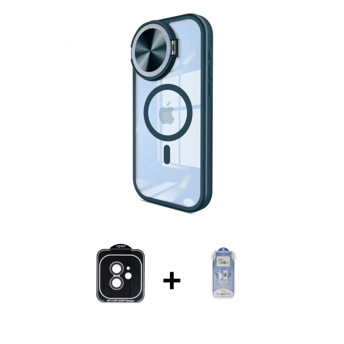 MARSİLYAN™- iPhone 11 Kılıf Kıvılcım Modern Koleksiyonu - Siyah Joko Magic 5D Cam + PVD Metal Kamera Lens - SH