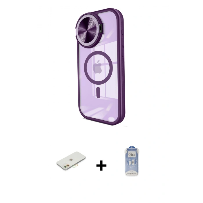 MARSİLYAN™- iPhone 11 Kılıf Kıvılcım Modern Koleksiyonu - Siyah Joko Magic 5D Cam + Renkli Kamera Lens Koruma Cam - TU