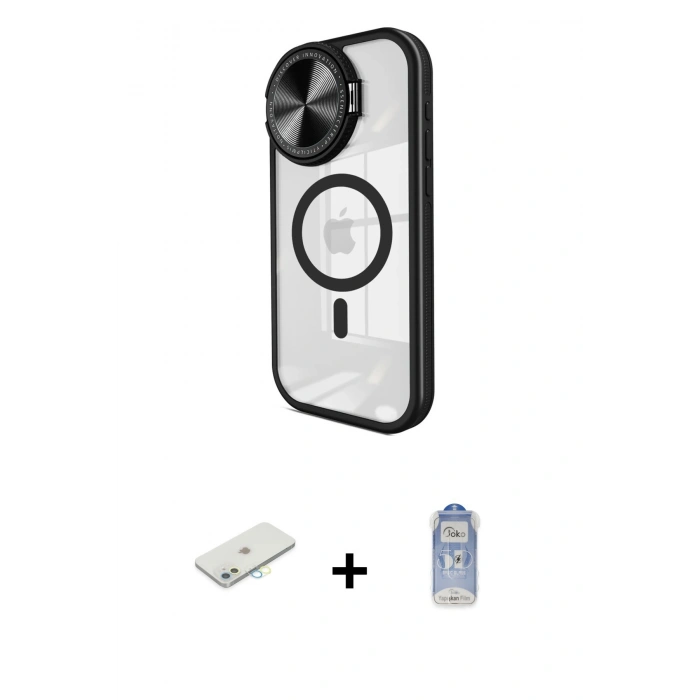 MARSİLYAN™- iPhone 11 Kılıf Kıvılcım Modern Koleksiyonu - Siyah Joko Magic 5D Cam + Renkli Kamera Lens Koruma Cam - SI