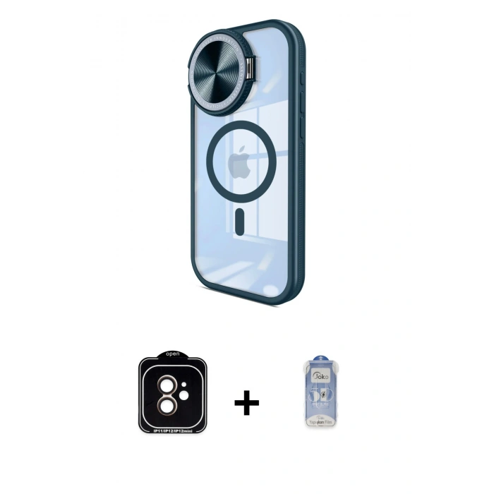 MARSİLYAN™- iPhone 11 Kılıf Kıvılcım Modern Koleksiyonu - Siyah Joko Magic 5D Cam + PVD Metal Kamera Lens - TU