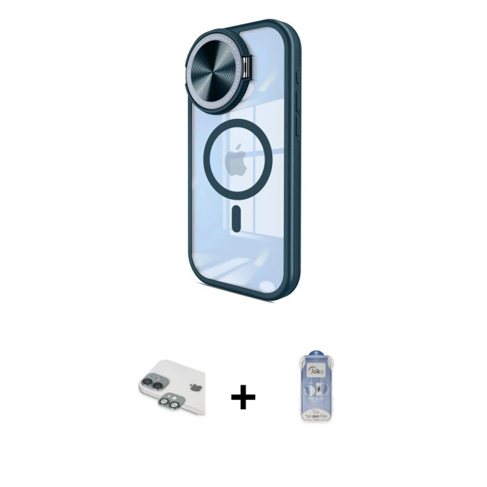 MARSİLYAN™- iPhone 11 Kılıf Kıvılcım Modern Koleksiyonu - Siyah Joko Magic 5D Cam + Pers Alüminyum Kamera Lens - YL