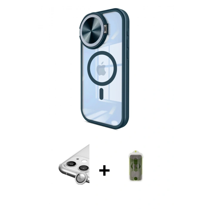 MARSİLYAN™- iPhone 11 Kılıf Kıvılcım Modern Koleksiyonu - Siyah Joko Magic 5D Hayalet Cam + Raze Metal Kamera Lens - GS
