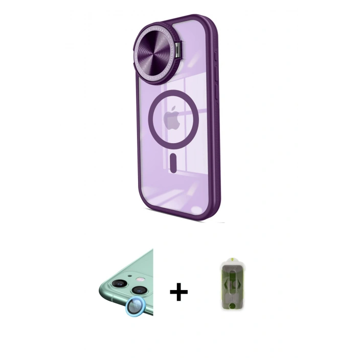 MARSİLYAN™- iPhone 11 Kılıf Kıvılcım Modern Koleksiyonu - Siyah Joko Magic 5D Hayalet Cam + Raze Metal Kamera Lens - MI