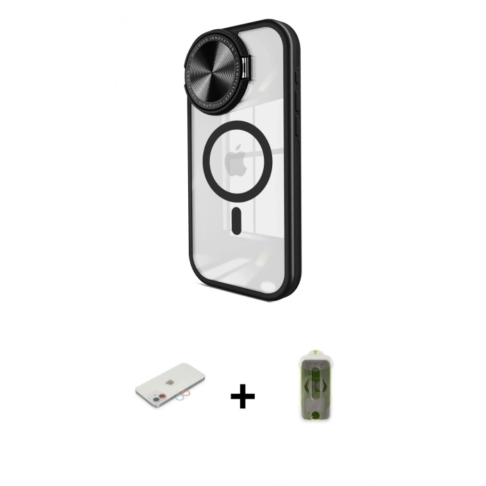 MARSİLYAN™- iPhone 11 Kılıf Kıvılcım Modern Koleksiyonu - Siyah Joko Magic 5D Hayalet Cam + Renkli Kamera Lens Koruma Cam - PE