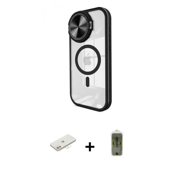 MARSİLYAN™- iPhone 11 Kılıf Kıvılcım Modern Koleksiyonu - Siyah Joko Magic 5D Hayalet Cam + Renkli Kamera Lens Koruma Cam - SI