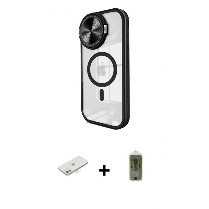 MARSİLYAN™- iPhone 11 Kılıf Kıvılcım Modern Koleksiyonu - Siyah Joko Magic 5D Hayalet Cam + Renkli Kamera Lens Koruma Cam - SI