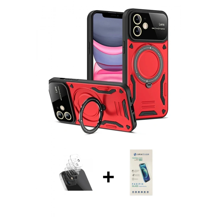 MARSİLYAN™- iPhone 11 Kılıf Kıvılcım Modern Serisi - Şeffaf Pasifik Cam Ekran Koruyucu + Kamera Lens Koruma Cam - SF