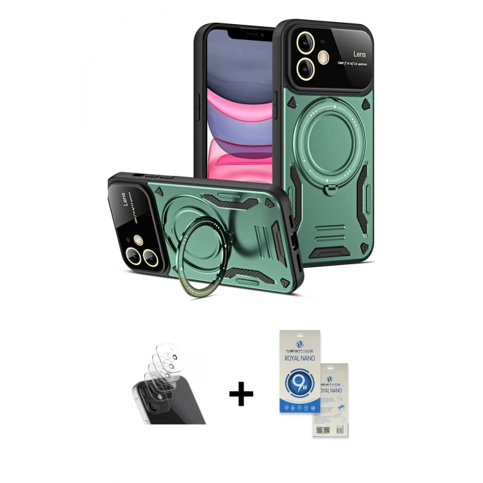 MARSİLYAN™- iPhone 11 Kılıf Kıvılcım Modern Serisi - Şeffaf Royal Nano Ekran Koruyucu + Kamera Lens Koruma Cam - SF