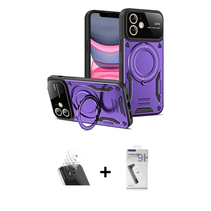 MARSİLYAN™- iPhone 11 Kılıf Kıvılcım Modern Serisi - Şeffaf Uv Polymer Nano Ekran Koruyucu + Kamera Lens Koruma Cam - SF