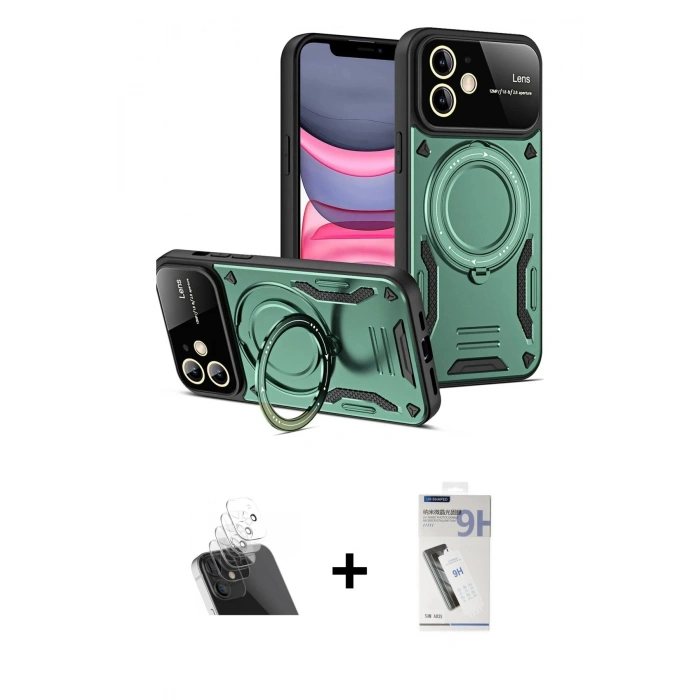 MARSİLYAN™- iPhone 11 Kılıf Kıvılcım Modern Serisi - Şeffaf Uv Polymer Nano Ekran Koruyucu + Kamera Lens Koruma Cam - SF