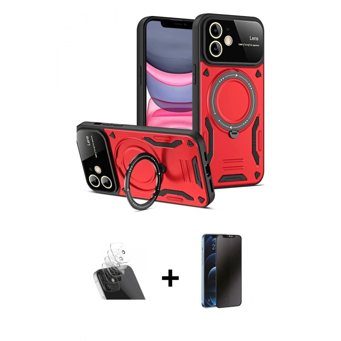 MARSİLYAN™- iPhone 11 Kılıf Kıvılcım Modern Serisi - Siyah 3D Antistatik Hayalet Cam Ekran Koruyucu + Kamera Lens Koruma Cam - SF