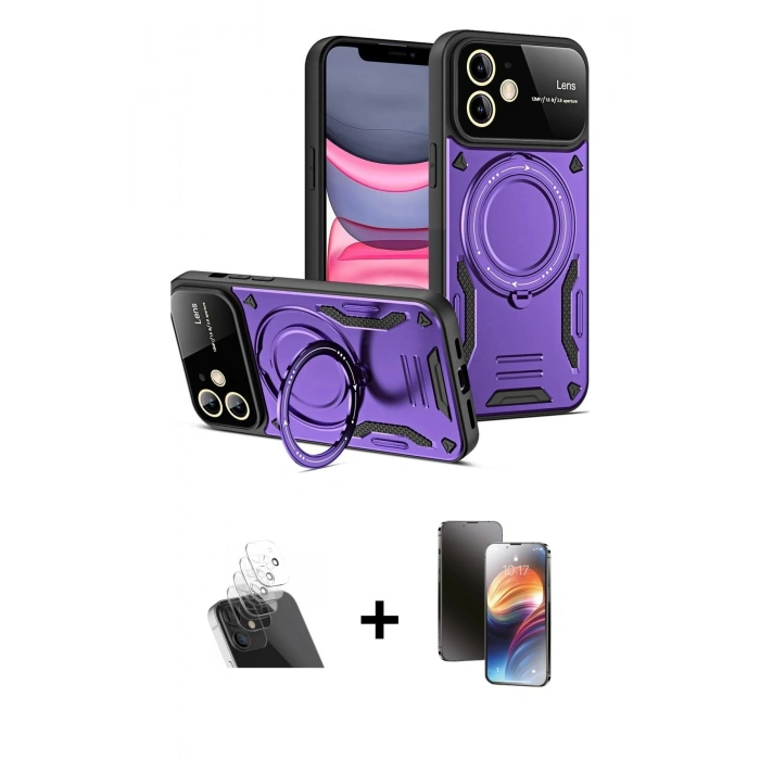 MARSİLYAN™- iPhone 11 Kılıf Kıvılcım Modern Serisi - Siyah 3D Antistatik Mat Seramik Nano Ekran Koruyucu + Kamera Lens Koruma Cam - SF