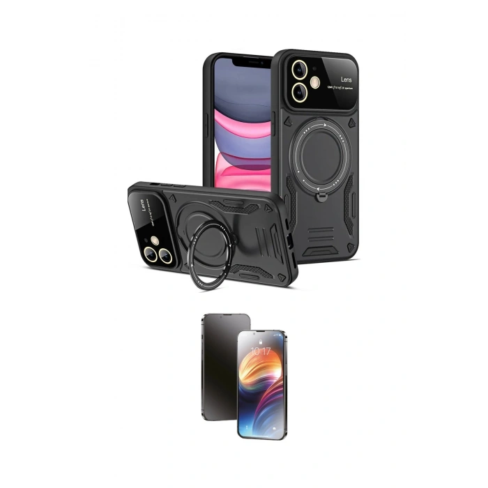 MARSİLYAN™- iPhone 11 Kılıf Kıvılcım Modern Serisi - Siyah 3D Antistatik Mat Seramik Nano Ekran Koruyucu