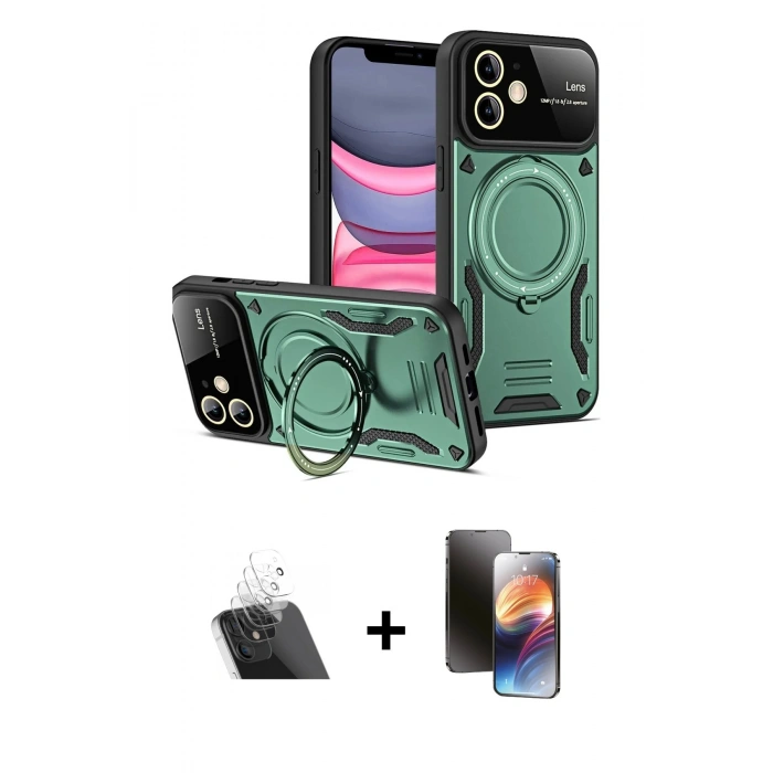 MARSİLYAN™- iPhone 11 Kılıf Kıvılcım Modern Serisi - Siyah 3D Antistatik Mat Seramik Nano Ekran Koruyucu + Kamera Lens Koruma Cam - SF