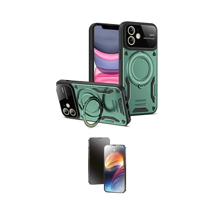 MARSİLYAN™- iPhone 11 Kılıf Kıvılcım Modern Serisi - Siyah 3D Antistatik Mat Seramik Nano Ekran Koruyucu