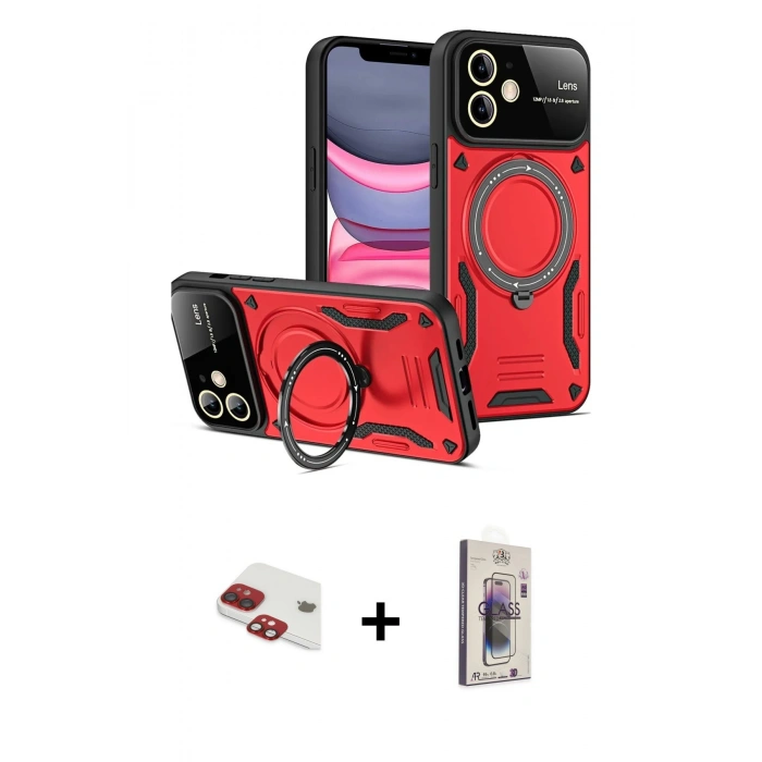 MARSİLYAN™- iPhone 11 Kılıf Kıvılcım Modern Serisi - Siyah Bilvis 3D Cam Ekran Koruyucu + Pers Alüminyum Kamera Lens - KI