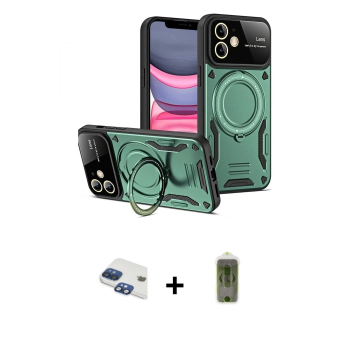 MARSİLYAN™- iPhone 11 Kılıf Kıvılcım Modern Serisi - Siyah Joko Magic 5D Hayalet Cam + Pers Alüminyum Kamera Lens - LT