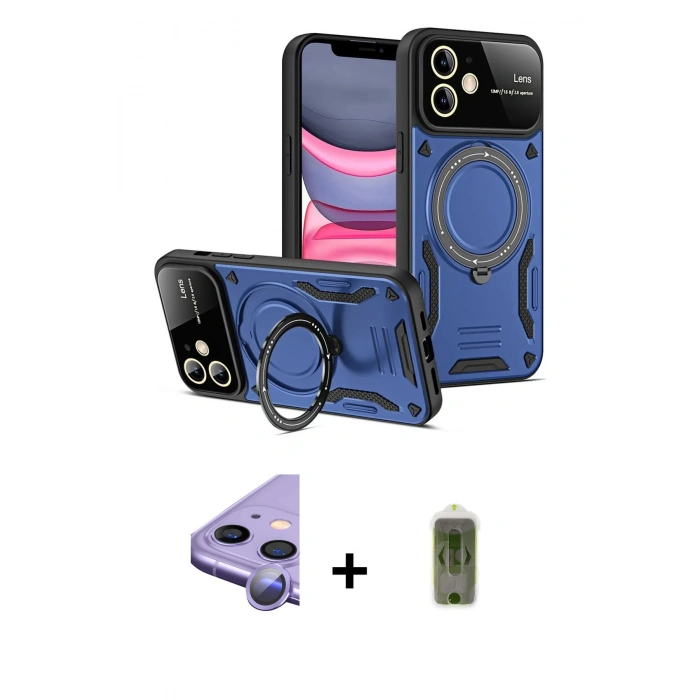 MARSİLYAN™- iPhone 11 Kılıf Kıvılcım Modern Serisi - Siyah Joko Magic 5D Hayalet Cam + Raze Metal Kamera Lens - MR