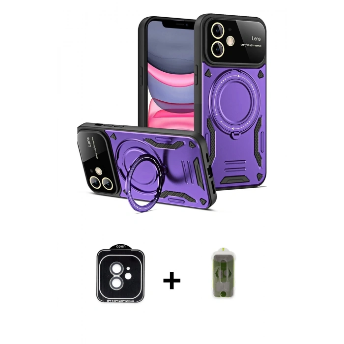 MARSİLYAN™- iPhone 11 Kılıf Kıvılcım Modern Serisi - Siyah Joko Magic 5D Hayalet Cam + PVD Metal Kamera Lens - YL