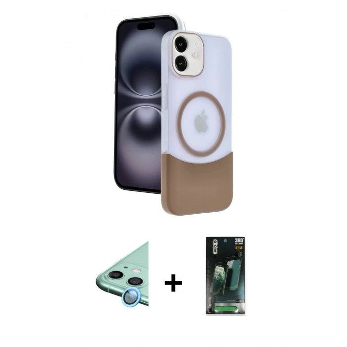 MARSİLYAN™- iPhone 11 Kılıf Kozmos Form Özel Seri - Şeffaf 360 Full Body Arka Koruyucu + Raze Metal Kamera Lens - MI