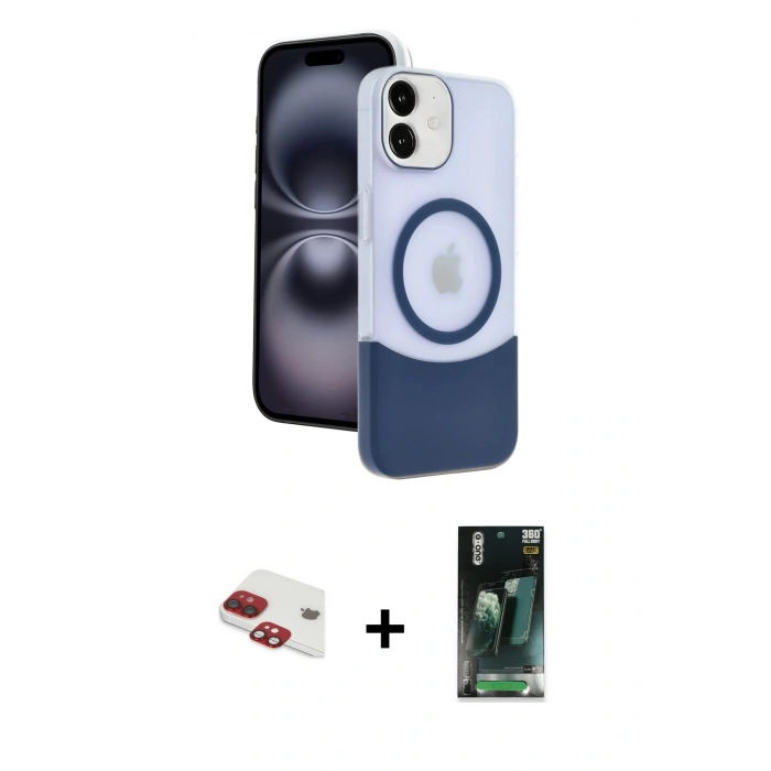 MARSİLYAN™- iPhone 11 Kılıf Kozmos Form Özel Seri - Şeffaf 360 Full Body Arka Koruyucu + Pers Alüminyum Kamera Lens - KI