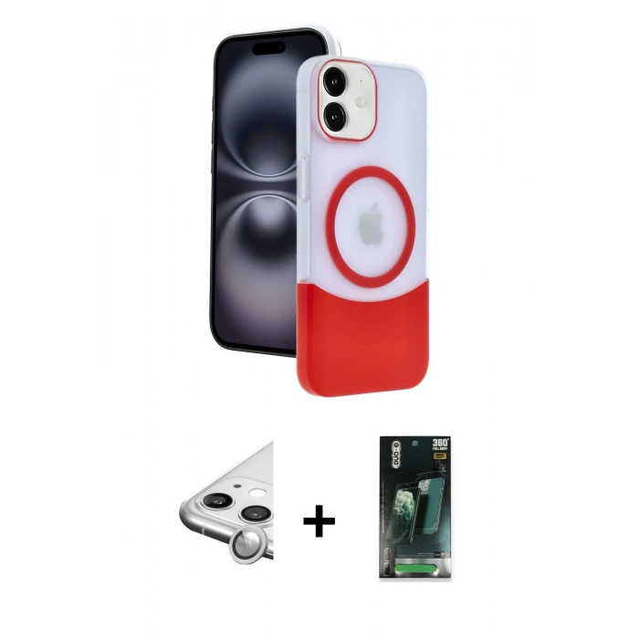 MARSİLYAN™- iPhone 11 Kılıf Kozmos Form Özel Seri - Şeffaf 360 Full Body Arka Koruyucu + Raze Metal Kamera Lens - GS