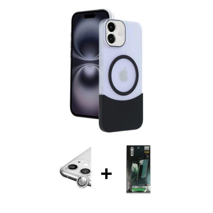 MARSİLYAN™- iPhone 11 Kılıf Kozmos Form Özel Seri - Şeffaf 360 Full Body Arka Koruyucu + Raze Metal Kamera Lens - GS